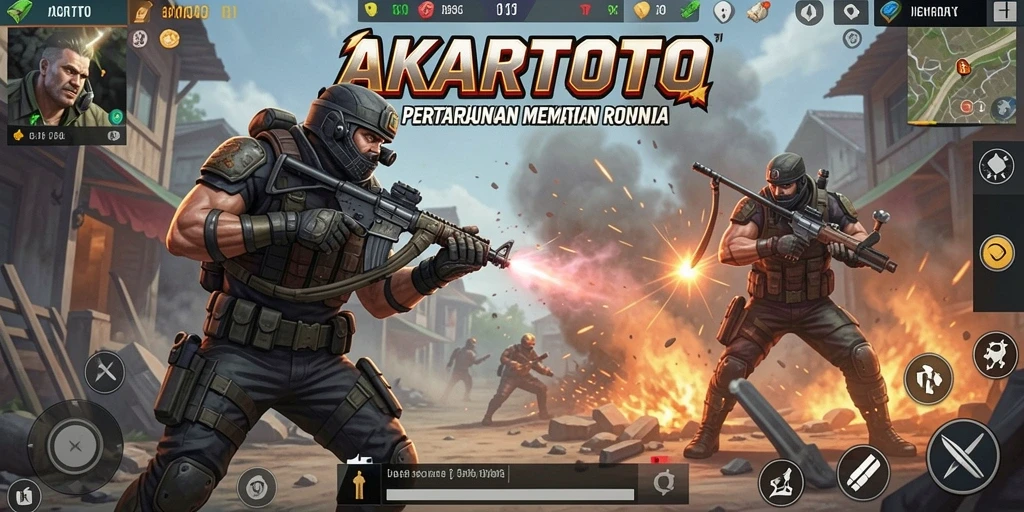 Screenshot gameplay AKARTOTO menampilkan aksi seru Battle Royale.