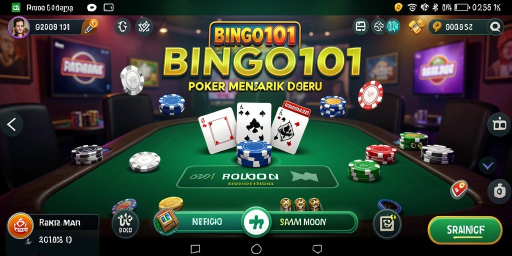 Tampilan permainan Poker yang seru dan interaktif dalam BINGO101.