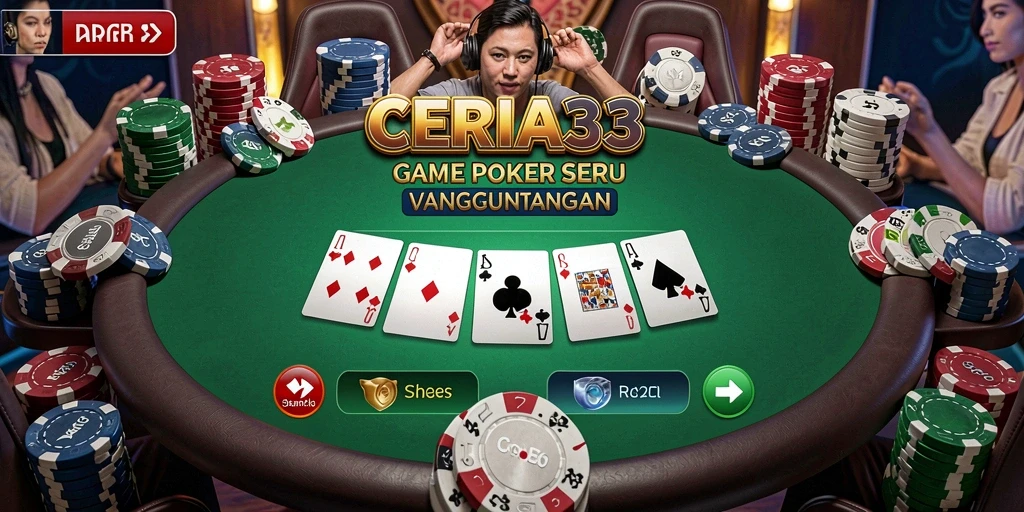Screenshot gameplay menunjukkan suasana seru permainan Poker di CERIA33.