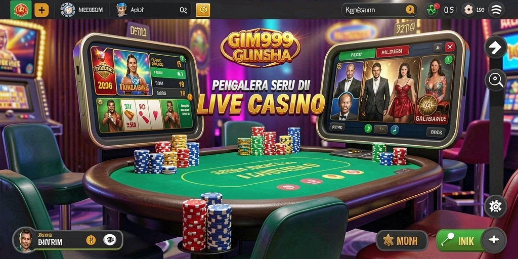 Tangkapan layar permainan Live Casino GIM999 dengan dealer langsung.