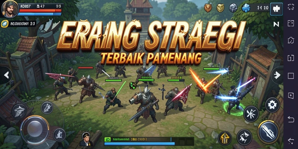 Screenshot gameplay KO857 yang menunjukkan pertempuran strategi intens.