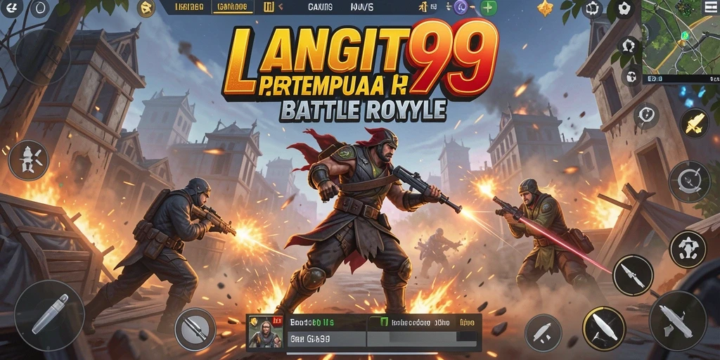 Tampilan menarik dari gameplay LANGIT99 saat bertempur di arena.