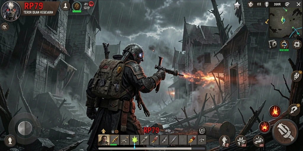 Screenshot menunjukkan suasana gelap dan menakutkan game Horror.