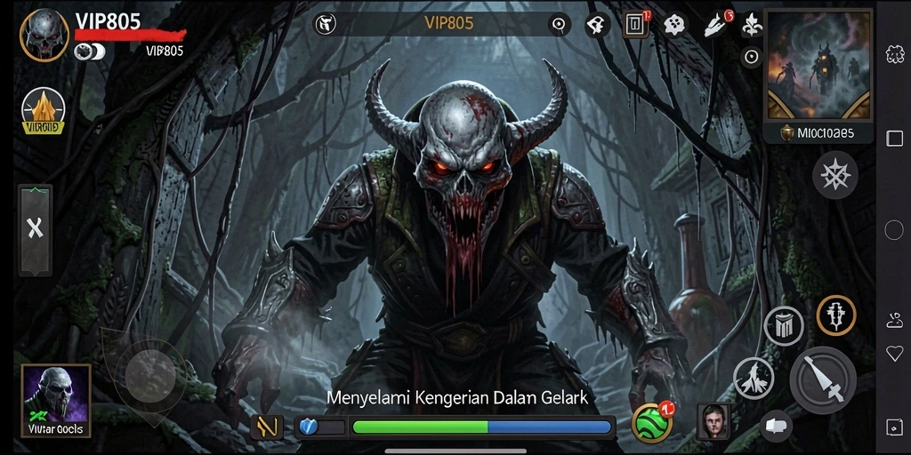 Screenshot dari gameplay VIP805 dengan nuansa Horror yang menfokuskan kegelapan.